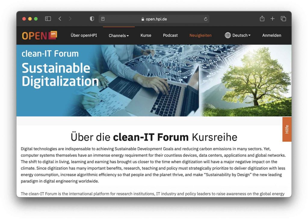 Greentech Events cleanIT bei HPI