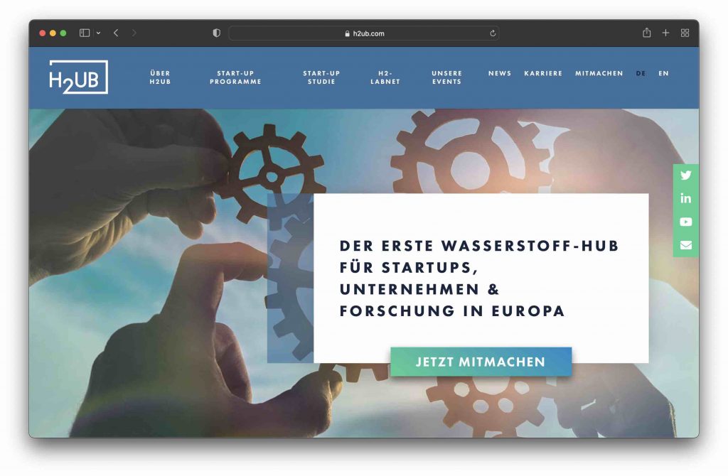 H2 StartUp Accelerator Wasserstoff startet in Hamburg / Greentech.Live Screenshot