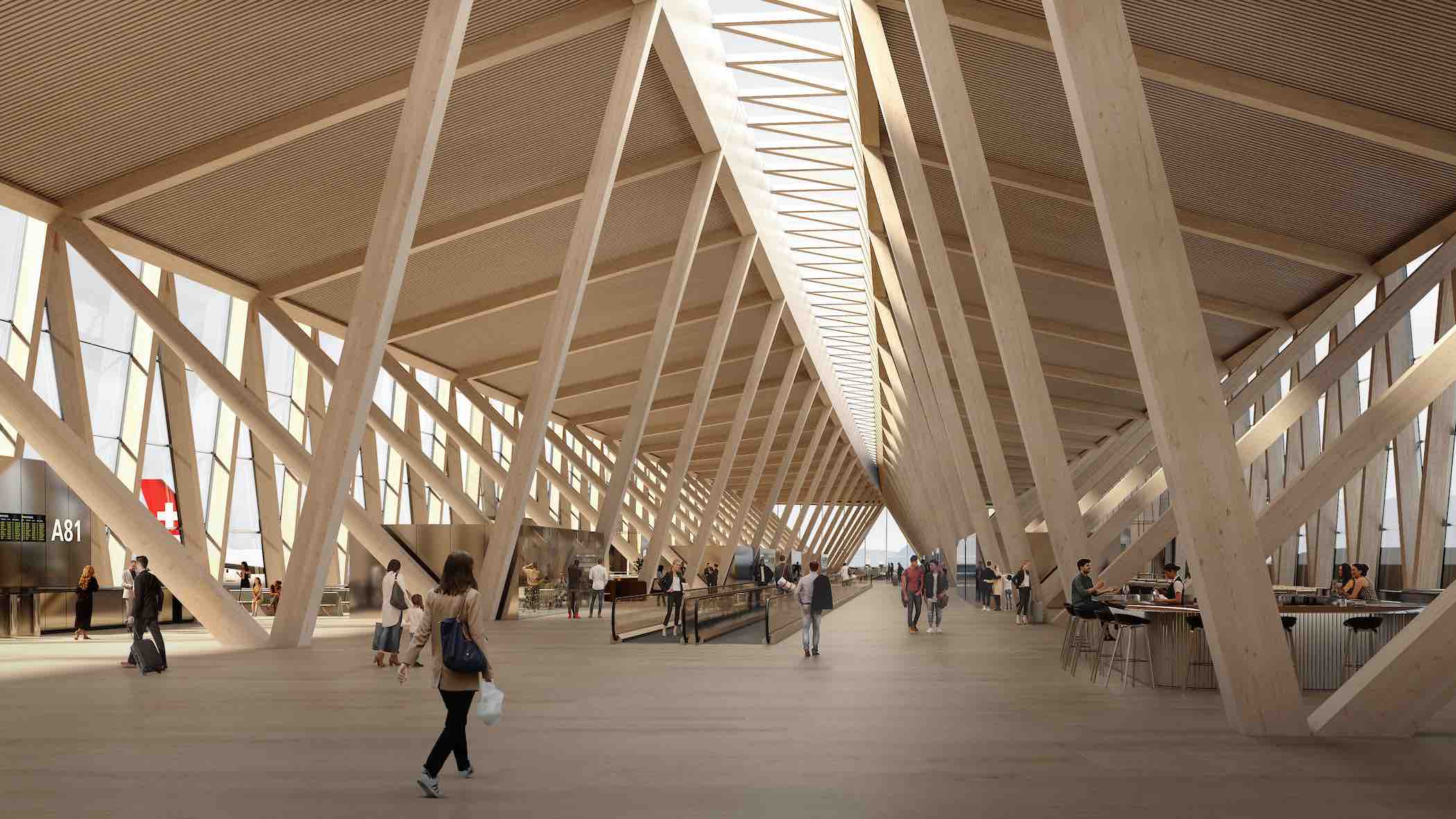  Greener flying: Zurich Airport builds sustainably with wood / Copyrights © Flughafen Zürich AG