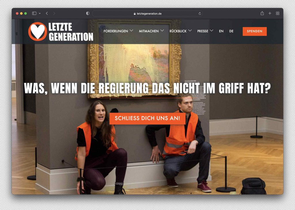 Letzte Generation Blockade Klima-Aktivisten. Greentech LIVE