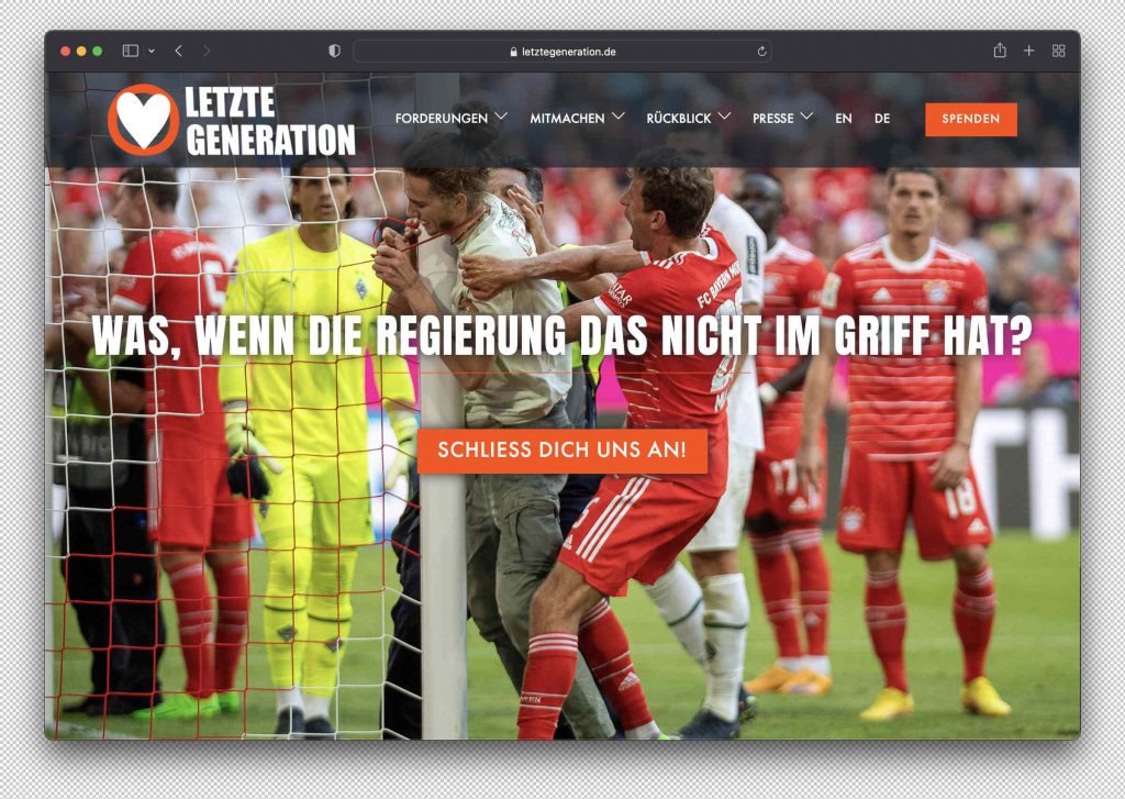Letzte Generation Blockade Klima-Aktivisten. Greentech LIVE