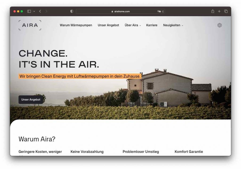 Greentech Waermepumpen AiraHome gruene Heizung Energie
