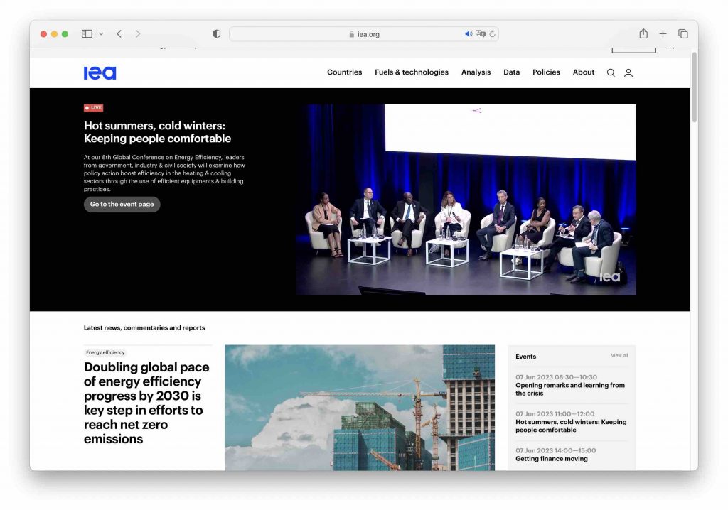 IEA International Energy Association. Foto: Greentech.Live