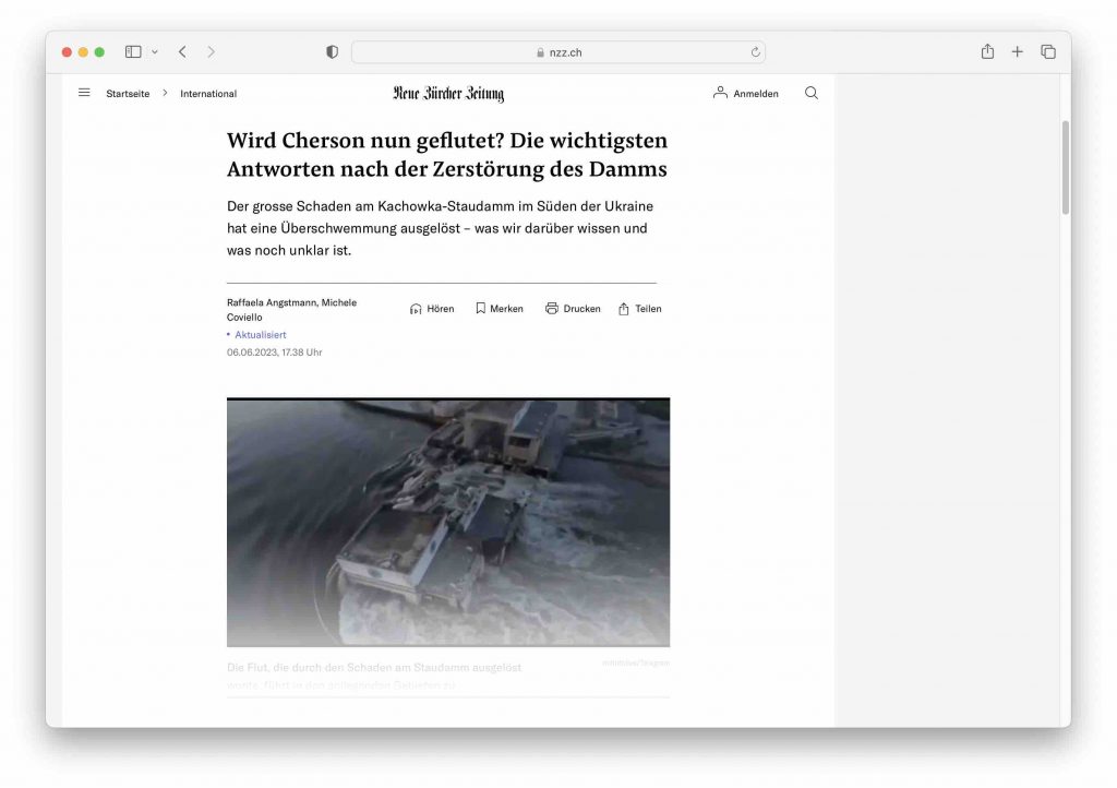 Wasserkraftwerk Ukraine Russland Screen NZZ Greentech.LIVE