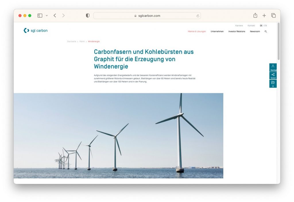 Greentech.BIZ Wind-Energie-Ausbau stockt - SGL Carbon schwaechelt