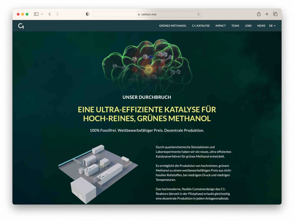 Greentech Flugzeug Carbon One Greentech Grünes Methanol