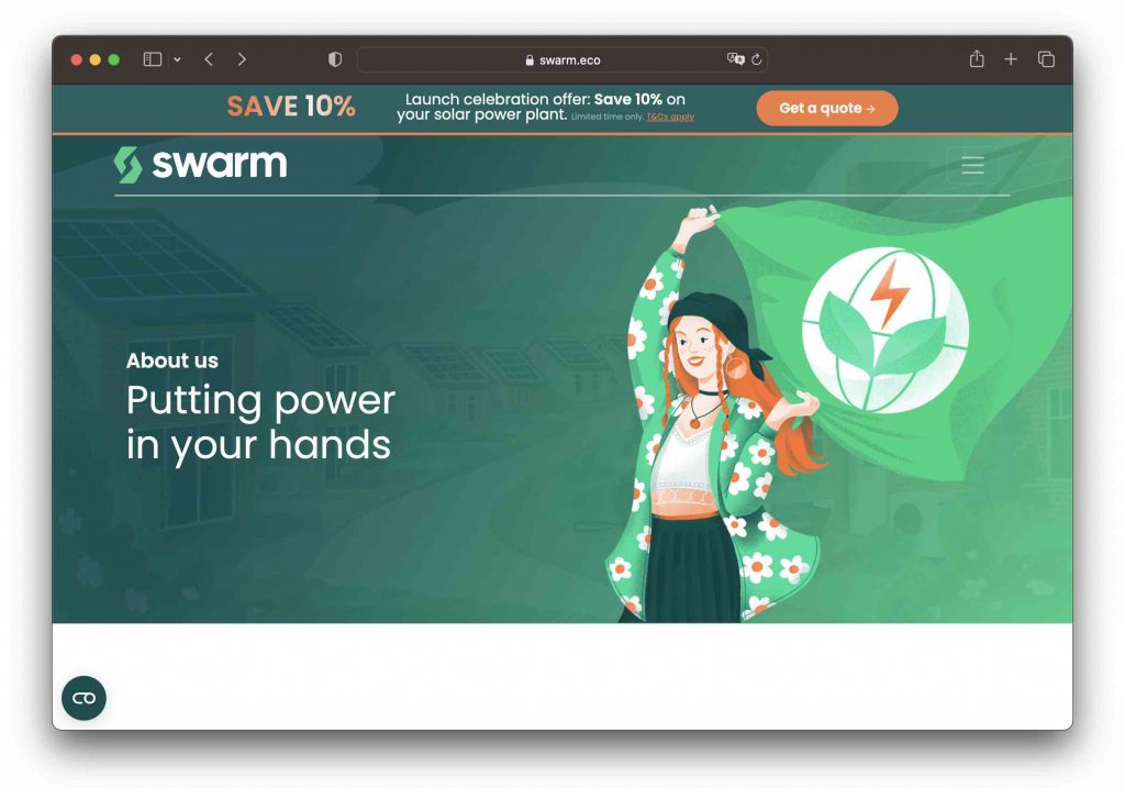 Greentech Startup Solar Energie Swarm UK