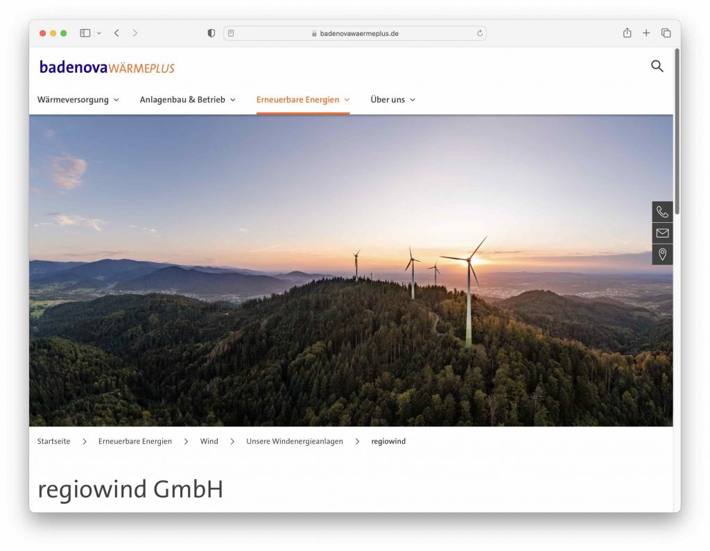 Greentech BW Badenova Wind-Energie Waermeplus Regiowind Baden Wuerttemberg