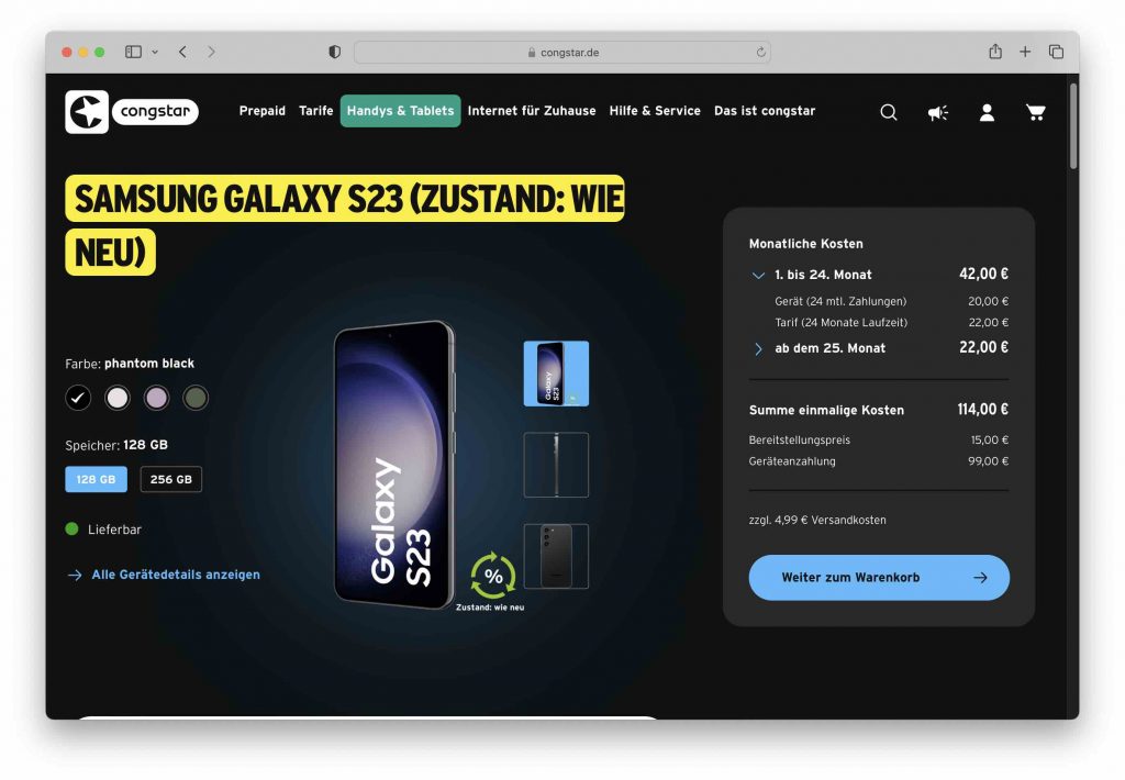 Greentech Congstar Second Hand Smartphones gebraucht Handy Ankauf Verkauf 2 x