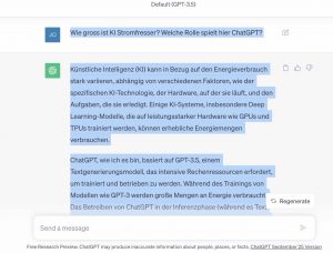 Greentech KI Energiefresser Chat GPT Strom s