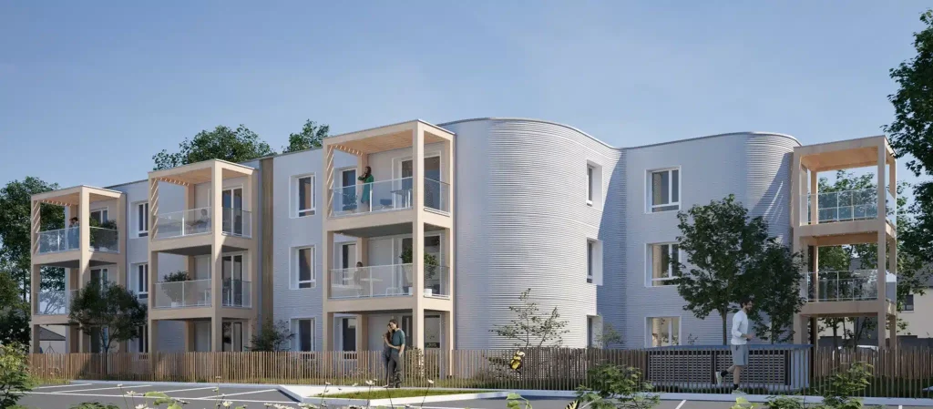 Greentech Building Haus aus 3D Drucker in Frankreich. Foto Peri 3D / Holcim